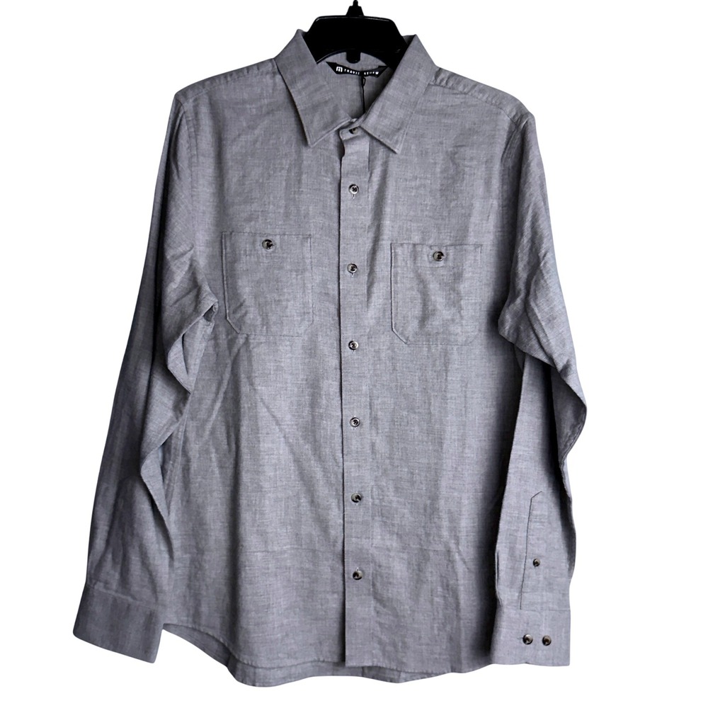 Travis Mathew Mens Small Cloud Flannel Gray Long Sleeve Shirt NWT